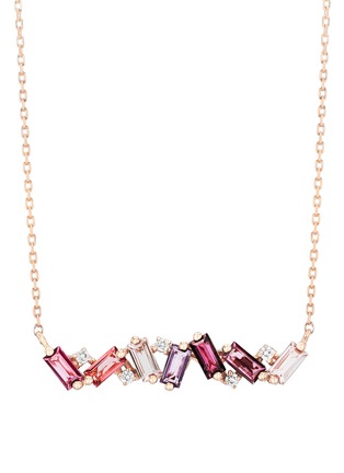 Main View - Click To Enlarge - SUZANNE KALAN - Diamond Assorted Pink Gem 14k rose gold mix bar necklace