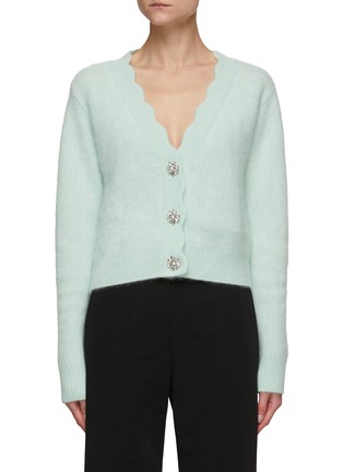 Main View - Click To Enlarge - CRUSH COLLECTION - Scalloped Crystal Embellished Button Cashmere Cardigan