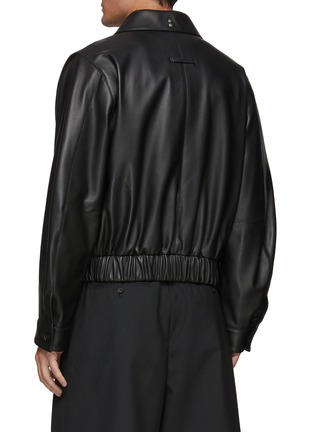 Back View - Click To Enlarge - RE: BY MAISON SANS TITRE - Elastic Waist Spread Collar Leather Jacket