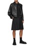 Figure View - Click To Enlarge - RE: BY MAISON SANS TITRE - Elastic Waist Spread Collar Leather Jacket