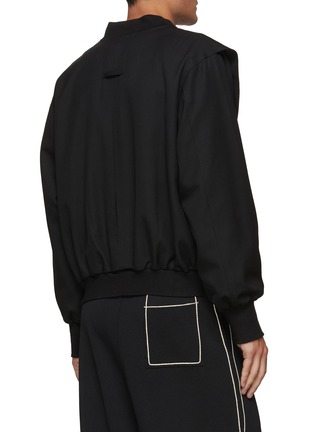 Back View - Click To Enlarge - RE: BY MAISON SANS TITRE - Structured Shoulder Double Zip Detail Wool Bomber Jacket