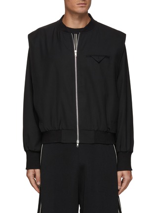 Main View - Click To Enlarge - RE: BY MAISON SANS TITRE - Structured Shoulder Double Zip Detail Wool Bomber Jacket