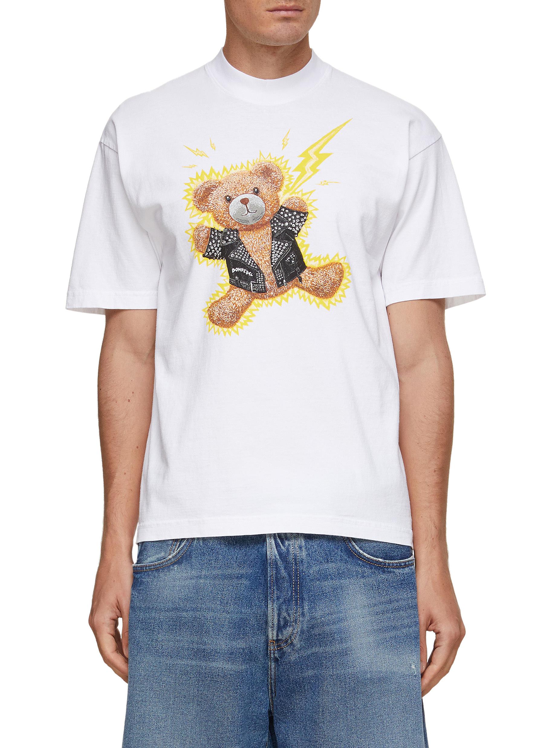 Domrebel Teddy Bear Print Cotton Jersey T-shirt In White | ModeSens