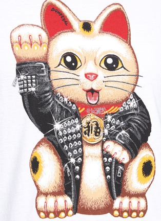  - DOMREBEL - Lucky Cat Print Cotton Jersey T-Shirt