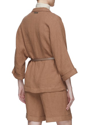 Back View - Click To Enlarge - PESERICO - BELTED SINGLE BREASTED LINEN BLAZER