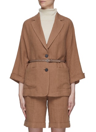Main View - Click To Enlarge - PESERICO - BELTED SINGLE BREASTED LINEN BLAZER