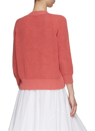 Back View - Click To Enlarge - PESERICO - V-Neck Lined Tricot Crepe Cotton Linen Knit Sweater