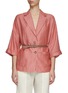 Main View - Click To Enlarge - PESERICO - Single Breasted Belted Melange Linen Blazer