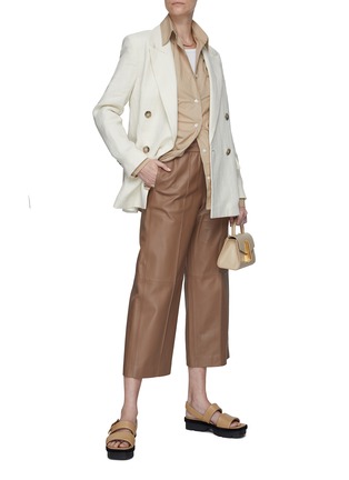 Figure View - Click To Enlarge - PESERICO - DOUBLE BREASTED NOTCH LAPEL LINEN BLAZER