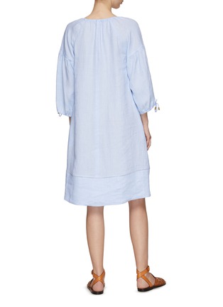 Back View - Click To Enlarge - PESERICO - Long Sleeve Drawstring Cuff Linen Midi Dress