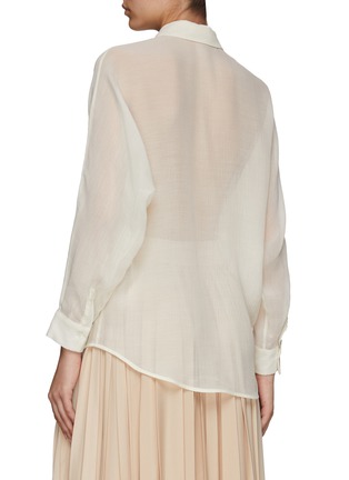 Back View - Click To Enlarge - PESERICO - LONG SLEEVE CHEST POCKETS SHEER SILK SHIRT