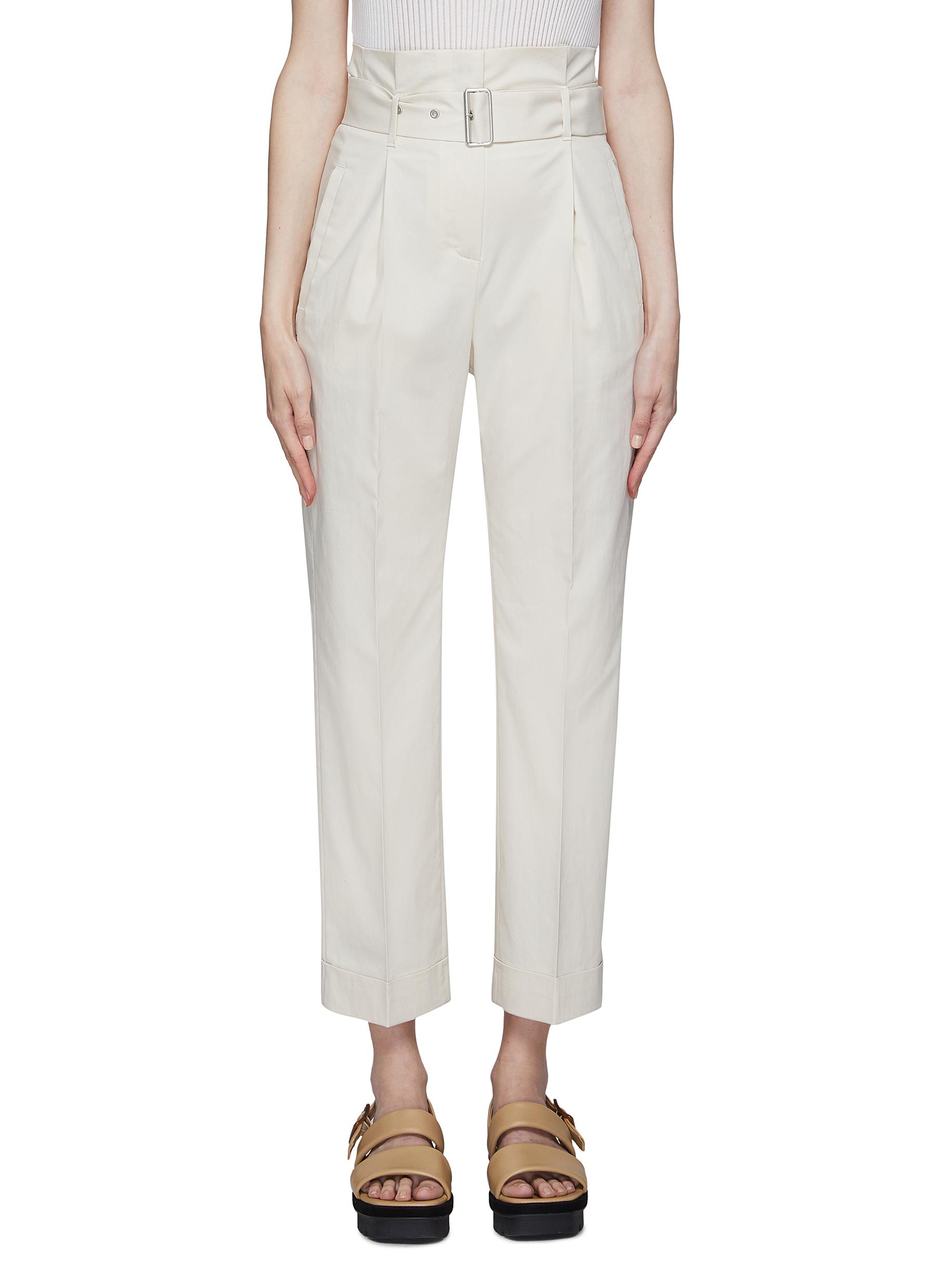 BELTED HIGH RISE PAPERBAG WAIST PANTS 