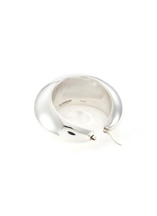 Detail View - Click To Enlarge - JIL SANDER - ‘Wood’ Silver Geometric Hoop Earrings