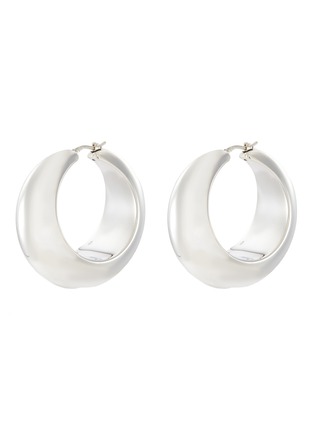 Main View - Click To Enlarge - JIL SANDER - ‘Wood’ Silver Geometric Hoop Earrings