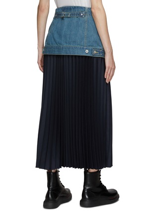 Back View - Click To Enlarge - THE KEIJI - Denim jacket waist panel pleated skirt