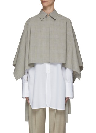 Main View - Click To Enlarge - THE KEIJI - Checked trench cape and button-down shirt set