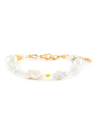 Main View - Click To Enlarge - JÜÜ JÜÜ - Little Daisy' Pearl Swarovski Crystal 14K Gold Plated Bracelet
