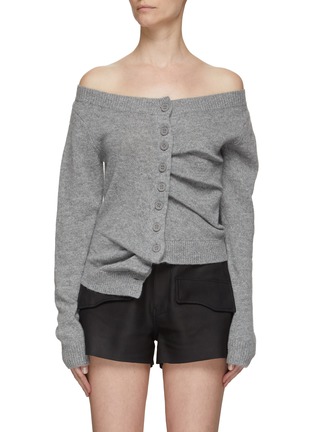 Main View - Click To Enlarge - RTA - ‘VERONICA’ OFF SHOULDER KNIT CARDIGAN