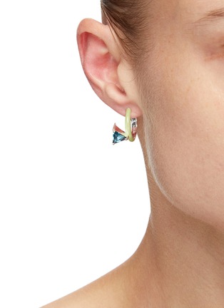Figure View - Click To Enlarge - FRY POWERS - Unicorn Rainbow' Topaz Enamelled Sterling Silver Hoop Earrings