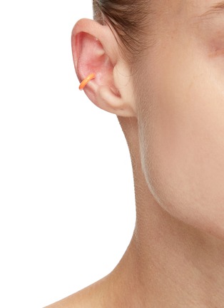 Figure View - Click To Enlarge - FRY POWERS - Neon Rainbow' Enamelled Sterling Silver Ear Cuff — Orange