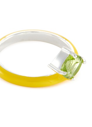 Detail View - Click To Enlarge - FRY POWERS - Unicorn Rainbow' Peridot Enamelled Sterling Silver Ring — Sunshine