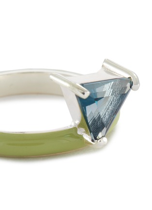 Detail View - Click To Enlarge - FRY POWERS - Unicorn Rainbow' Topaz Enamelled Sterling Silver Ring — Lime