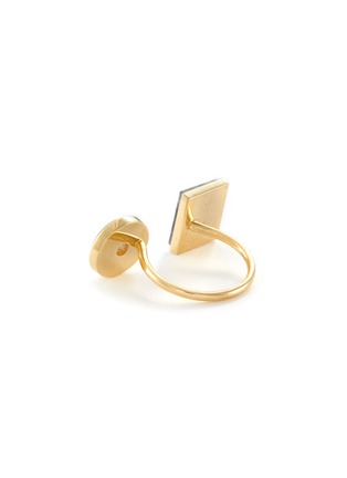 Detail View - Click To Enlarge - BOX AND CROSS - BLACK AND WHITE JADE 18K GOLD OPEN RING