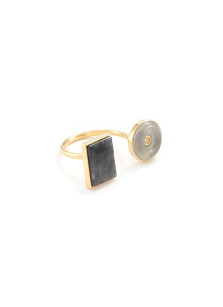 Main View - Click To Enlarge - BOX AND CROSS - BLACK AND WHITE JADE 18K GOLD OPEN RING