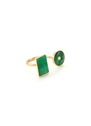 Main View - Click To Enlarge - BOX AND CROSS - JADE 18K GOLD OPEN RING