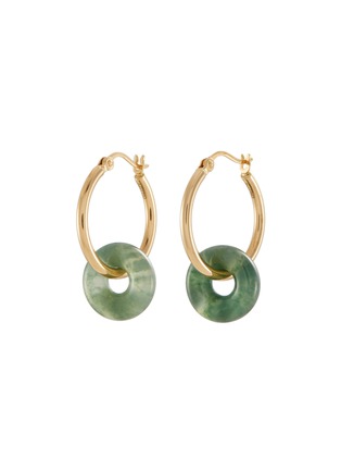 Main View - Click To Enlarge - BOX AND CROSS - LUCKY JADE 18K GOLD HOOP EARRINGS