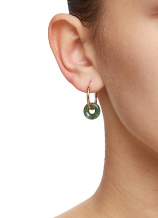 Figure View - Click To Enlarge - BOX AND CROSS - LUCKY JADE 18K GOLD HOOP EARRINGS