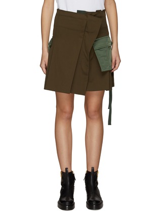 Main View - Click To Enlarge - SACAI - Asymmetric Pleated Mini Wrap Skirt