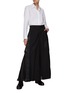 Figure View - Click To Enlarge - SACAI - See Through Panel Wide Leg Suiting Pants