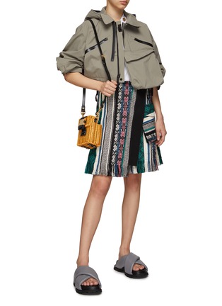 Figure View - Click To Enlarge - SACAI - RUG JACQUARD FRAYED DETAIL MINI SKIRT