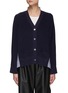 Main View - Click To Enlarge - SACAI - Stripe Shirt Panel Cotton Knit Cardigan