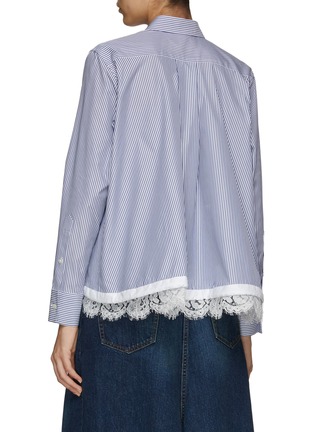 Back View - Click To Enlarge - SACAI - Striped Drawstring Lace Hem Shirt