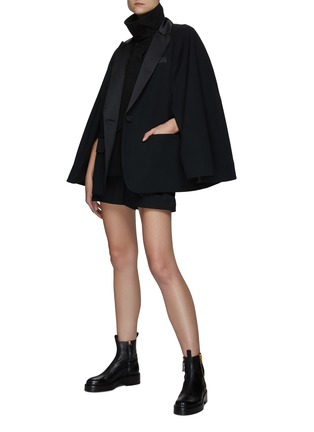 Figure View - Click To Enlarge - SACAI - Hybrid Suiting Cape Bi-Material Blazer