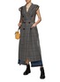 Figure View - Click To Enlarge - SACAI - BELTED GLENCHECK PATTERN DOUBLE BREASTED SLEEVELESS TRENCH COAT