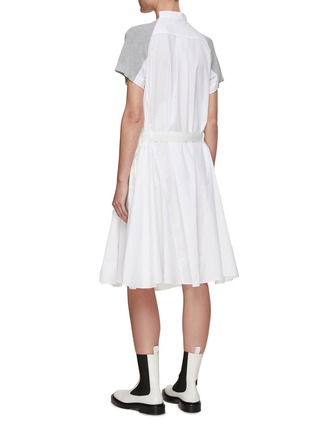 Back View - Click To Enlarge - SACAI - HYBRID SWEATSHIRT MAXI SHIRT DRESS
