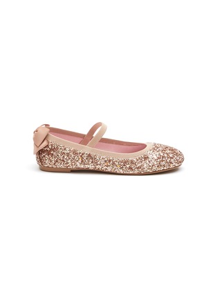 Main View - Click To Enlarge - WINK - Sodapop' Bow Appliqued Glittering Kids Ballerina Flats