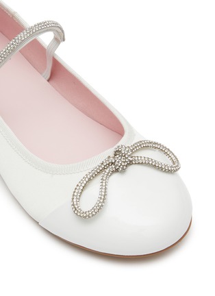 Detail View - Click To Enlarge - WINK - Soda Pop Glam Kids Crystal Bow Satin Ballerina Flats