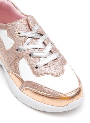 Detail View - Click To Enlarge - WINK - Bagel' Chunky Sole Glittering Leather Kids Sneakers