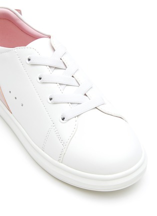 Detail View - Click To Enlarge - WINK - Macaron Kids Bow Appliqued Leather Sneakers