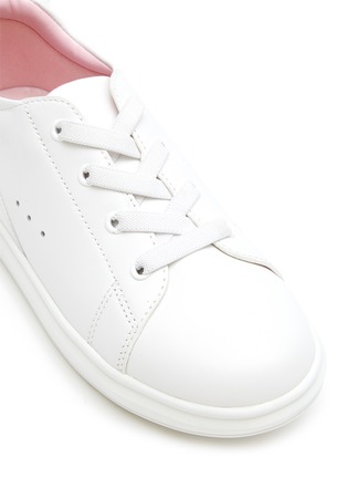 Detail View - Click To Enlarge - WINK - Macaron' Bow Appliqued Leather Kids Sneakers