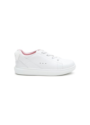 Main View - Click To Enlarge - WINK - Macaron' Bow Appliqued Leather Kids Sneakers