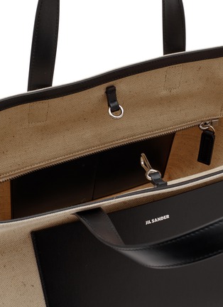 Detail View - Click To Enlarge - JIL SANDER - ‘Wander Square’ Small Canvas Calf Leather Tote Bag