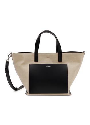 Main View - Click To Enlarge - JIL SANDER - ‘Wander Square’ Small Canvas Calf Leather Tote Bag