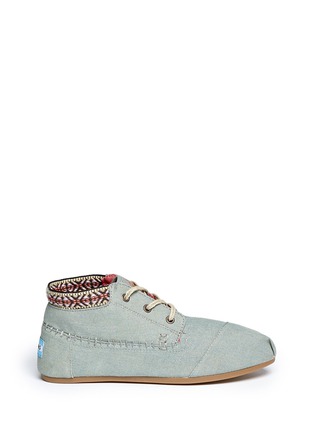 Main View - Click To Enlarge - 90294 - Burlap trim chambray tribal booties