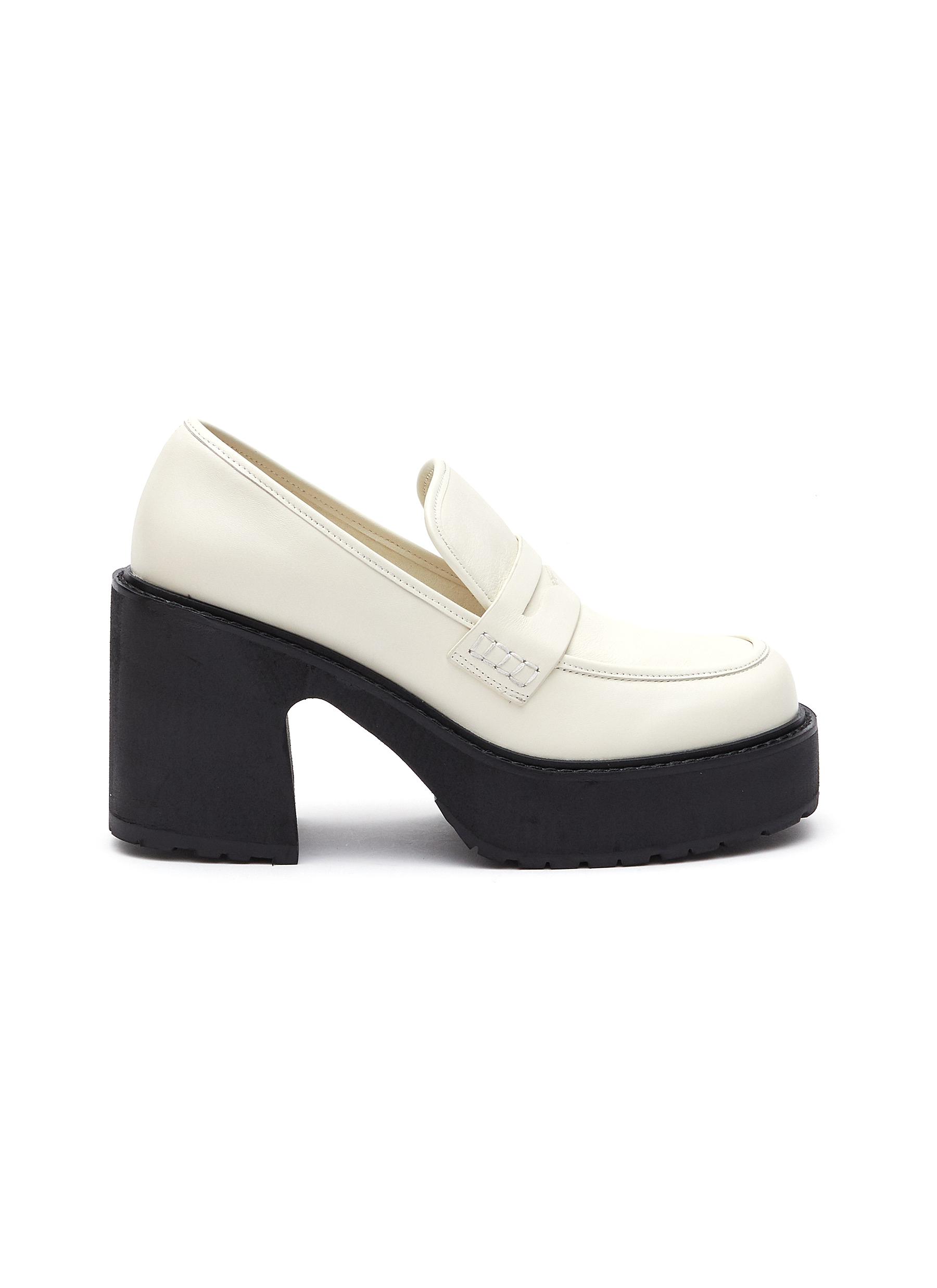 platform white loafers