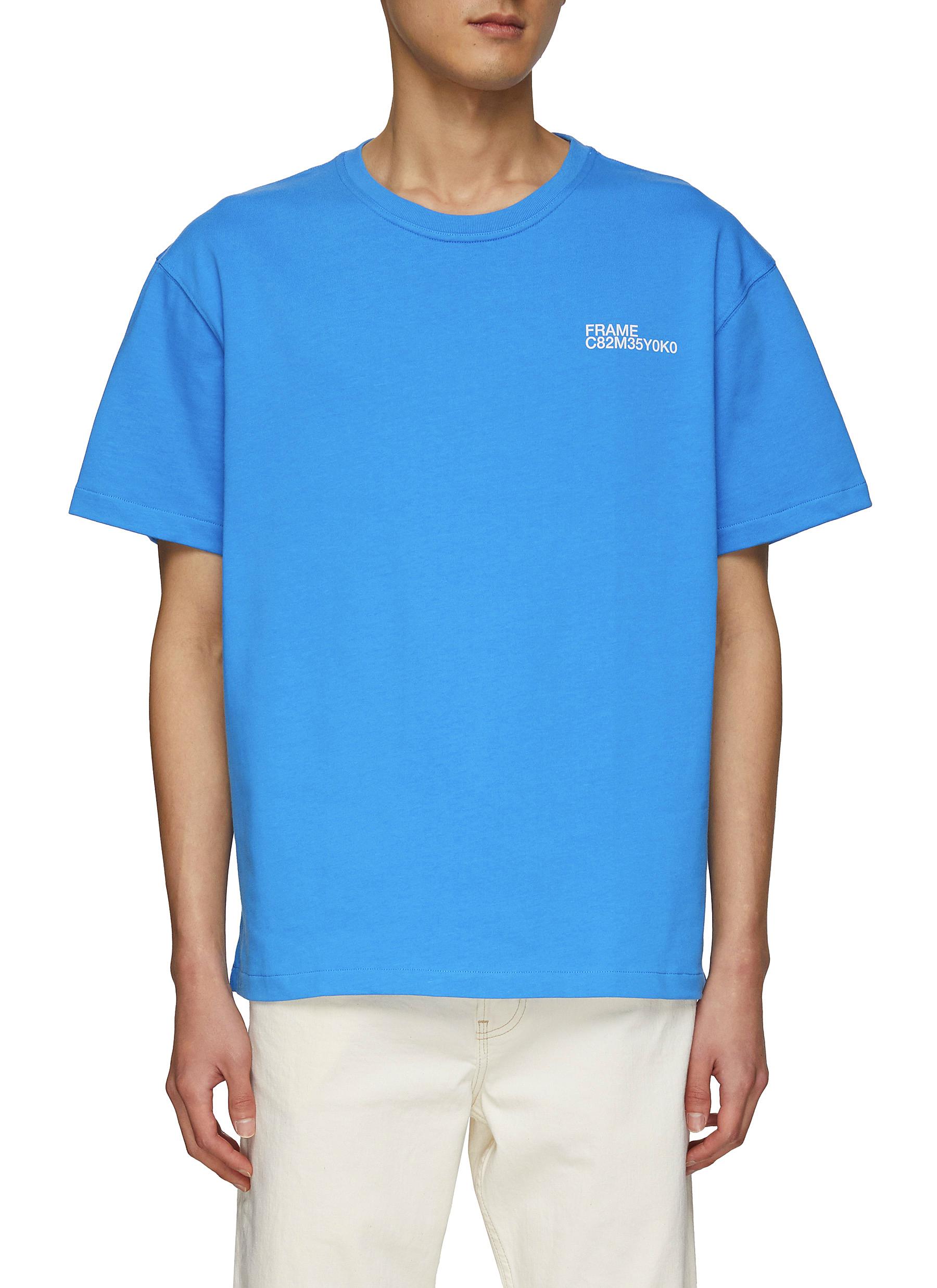 Frame Logo Text Print T-shirt In Blue | ModeSens